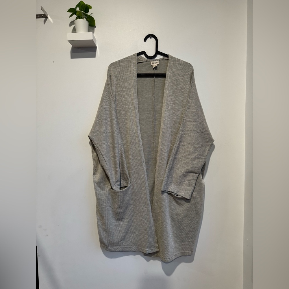 DONNI Light Gray/beige Knit Free Size Open Cardigan
